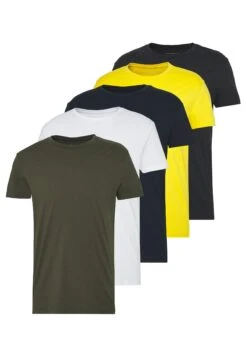 Pier One 5 PackT-Shirt BasicOlive/ White/ Navy /Yellow /Black Uomo T-shirt E Polo PI922O0GU-N11 -Negozio online Pier One Italia 1b9164789150411d82264f1147f53451