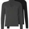 Pier One 2 PackBasic TurtleneckMaglioneBlack/Mottled Dark Grey Uomo Maglieria PI922Q06B-Q11