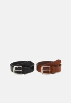 Pier One Leather 2 Pack - Cintura - Cognac/Black