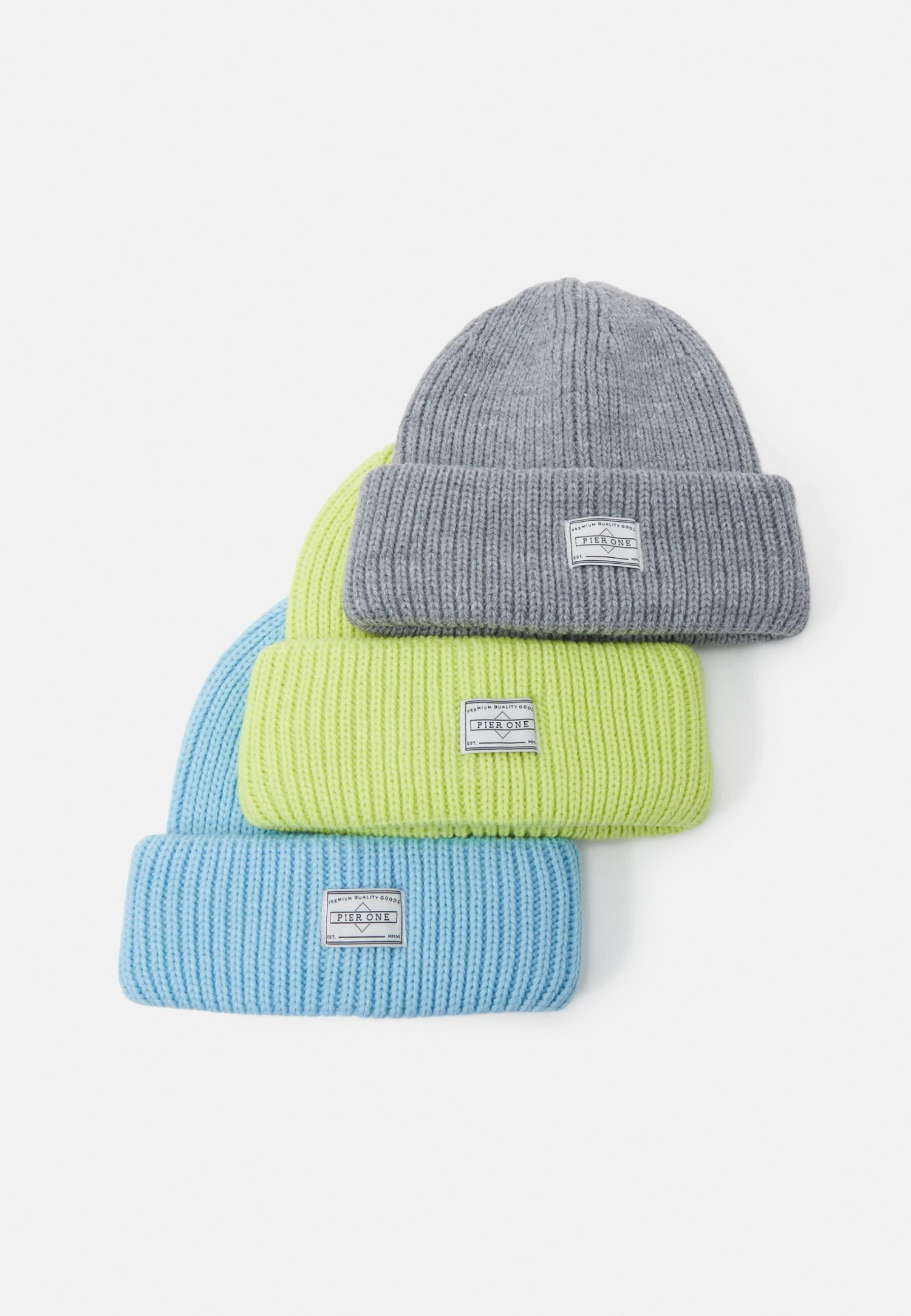 Pier One Unisex 3 PackBerrettoGrey, Neon Green, Light Blue Uomo Cappellie Berretti PI954P009-C11 1 Pier One Unisex 3 PackBerrettoGrey, Neon Green, Light Blue Uomo Cappellie Berretti PI954P009-C11