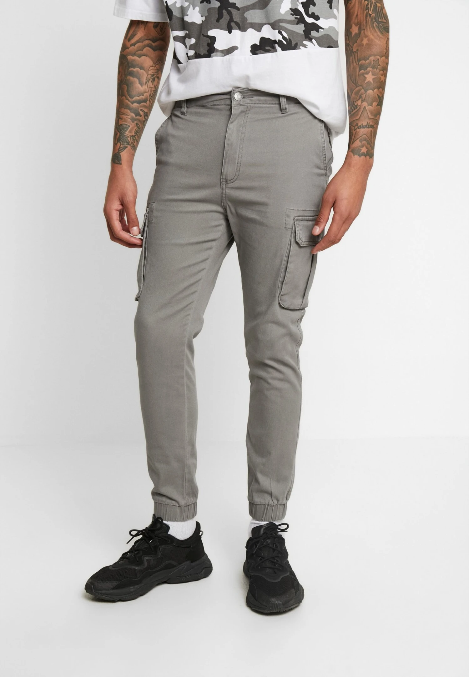 Pier One Cuffed Skinny Trouser- Pantaloni Cargo - Grey 1 Pier One Cuffed Skinny Trouser- Pantaloni Cargo - Grey