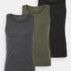 Pier One 3 PackMaglietta IntimaBlack/Khaki/Mottled Dark Grey Uomo Intimo PI982Q008-Q13